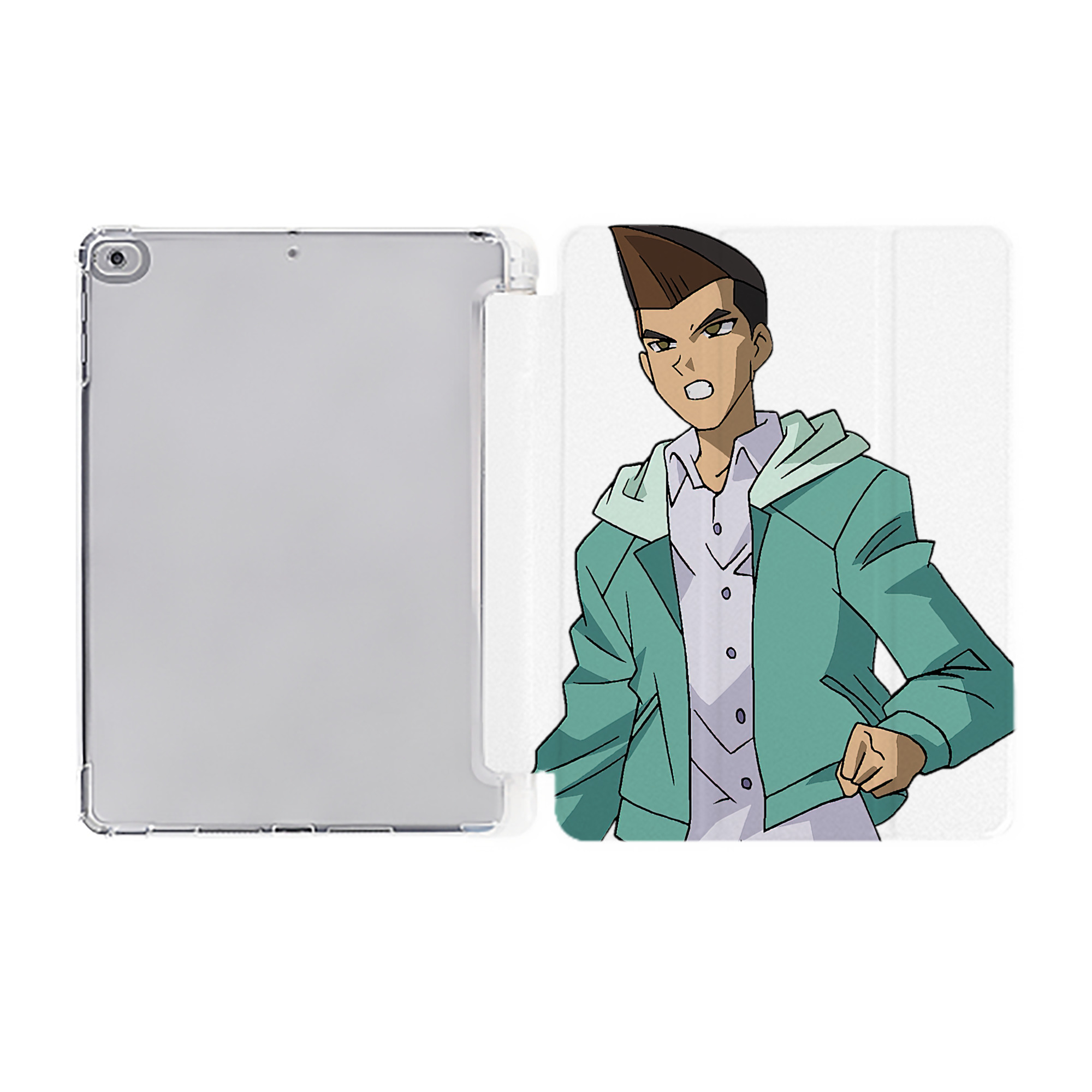 （画像用） 遊☆戯☆王 Yu-Gi-Oh! IPad ケース ペン収納付き 三つ折りスタンド PUレザー×シリコン 対応機種9.5/10.5/10.9インチ
